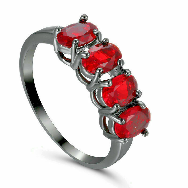 RUBY CZ'S 14K BLACK GOLD RING-SZ 6 1/2 BY THE COSTUME RUBY CZ'S 14K BLACK GOLD RING-SZ 6 1/2 BY THE COSTUME