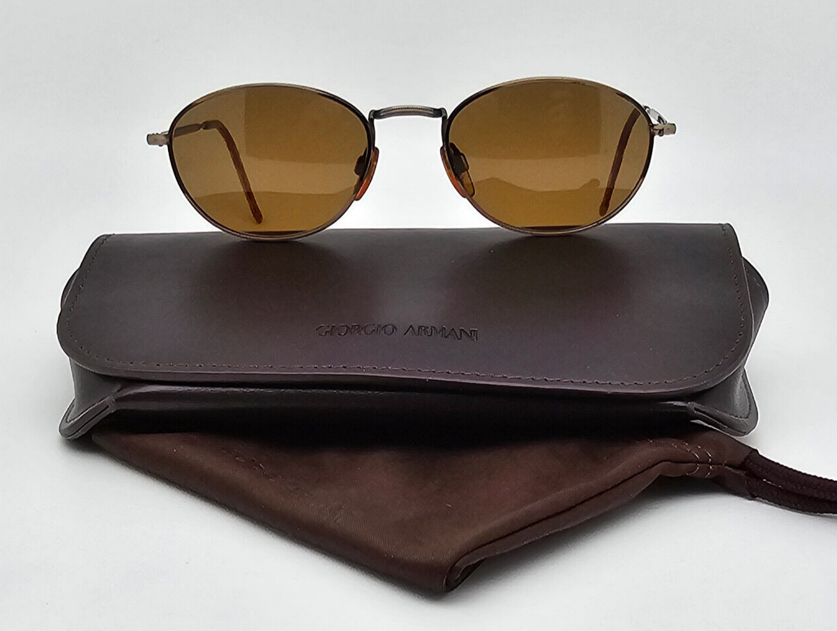 Giorgio Armani 708 1069 Antique Gold Frame Amber Brown Lens 