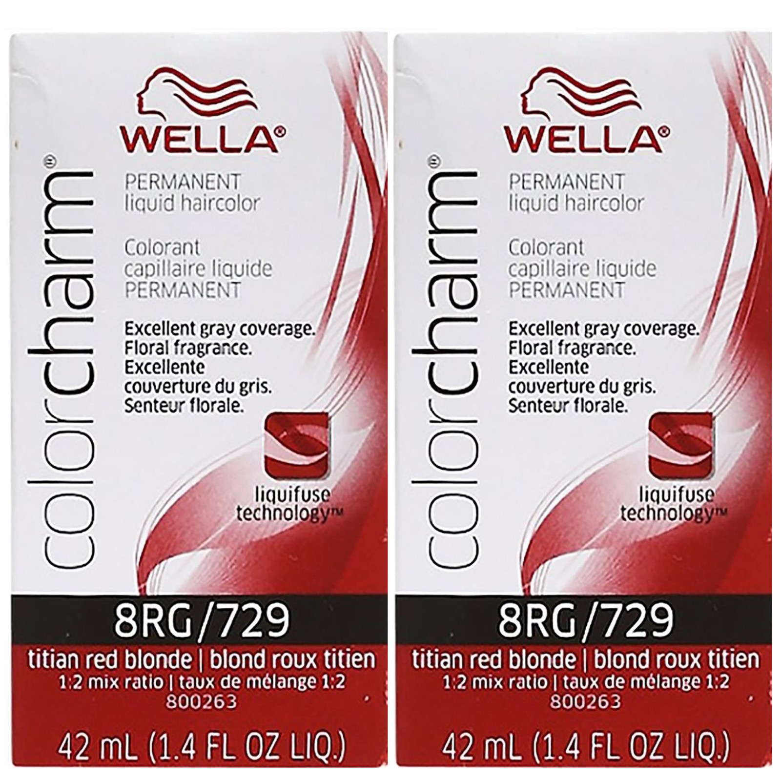 (2) Pack WELLA COLOR CHARM PERMANENT Liquid HairColor Titian Red Blonde 8RG/729 