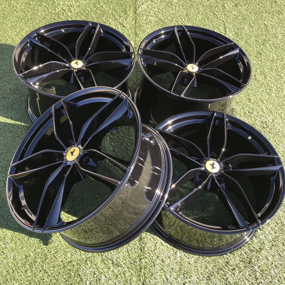 20 FERRARI 488GTB SPIDER F8 488 RIMS WHEELS OEM FACTORY SET 4 BLACK FORGED  - Image 2 of 4