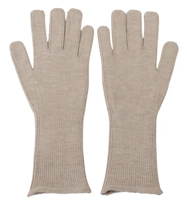 DOLCE & GABBANA Gloves Men Ivory Cashmere Silk Hands Mitten s. 9 / M 300usd