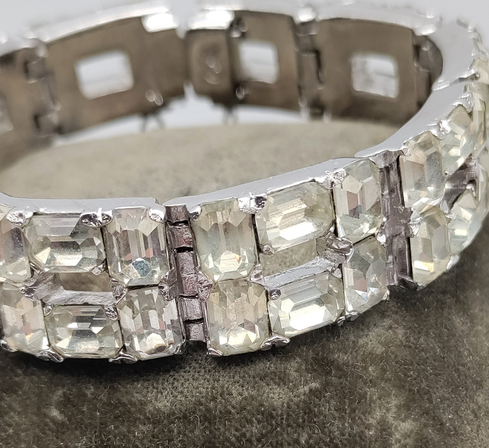 Eisenberg Script "E" Weighty Rhinestone Bracelet … - image 2