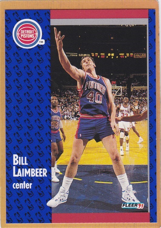 1991-92 FLEER BASKETBALL BILL LAIMBEER #62 PISTONS NMMT OR BETTER *A14743