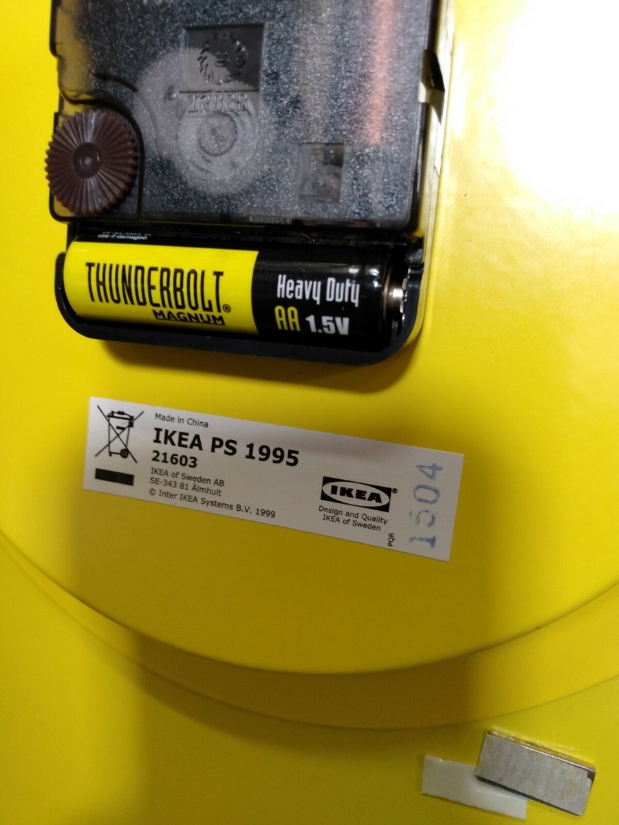 Ikea PS 1995 Yellow Keyhole Shaped Clock #21603 Wall/Free standing