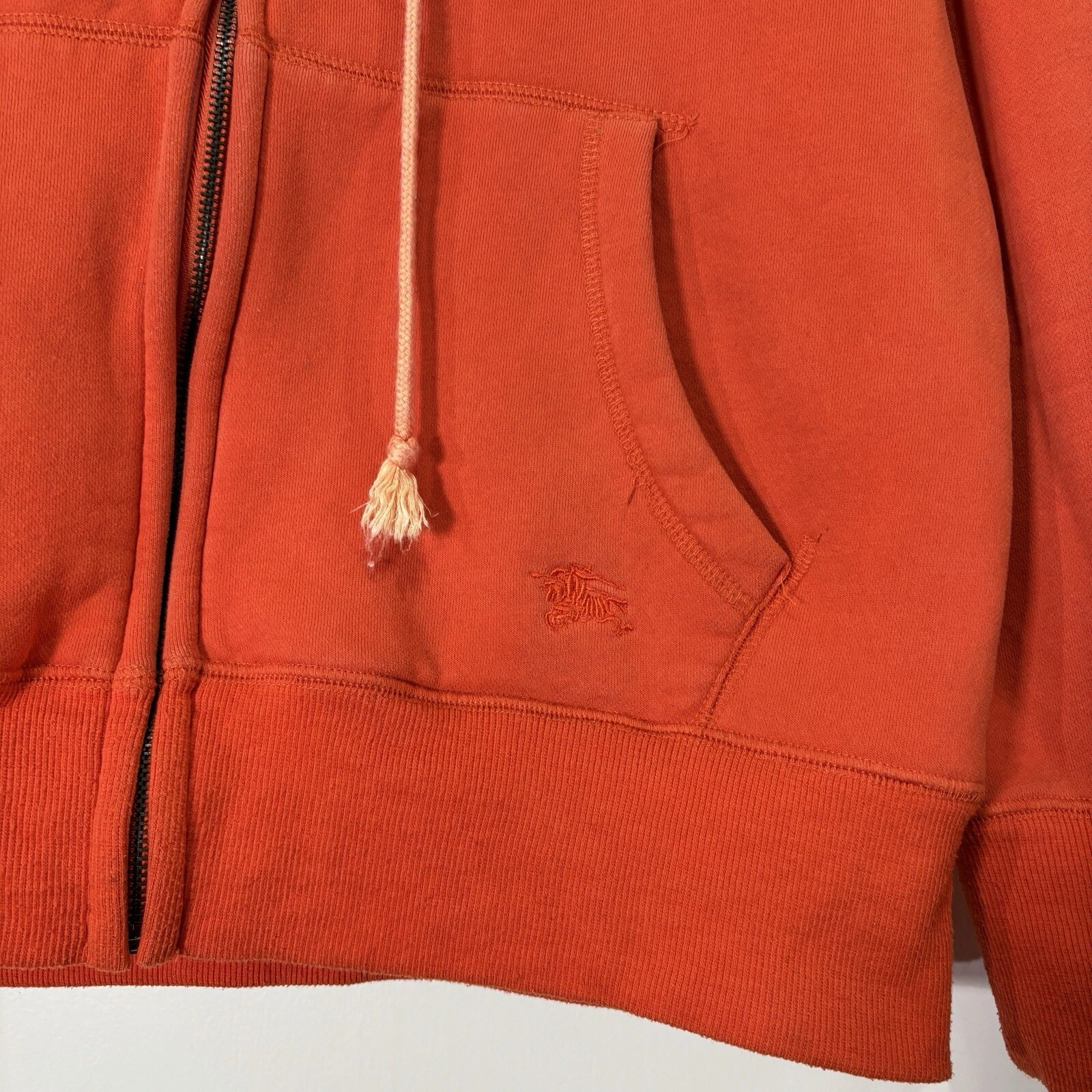 Burberry Brit Felpa con Cappuccio Full Zip Arancione 100% Cotone Taglia Large