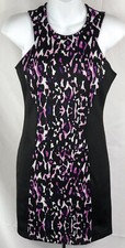 forever 21 halter Sleeveless mini dress S blk/pnk animal bodycon punk rock glam