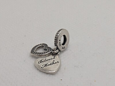 PANDORA Retired Sterling Silver S 925 ALE Beloved Mother Hearts Dangle Charm