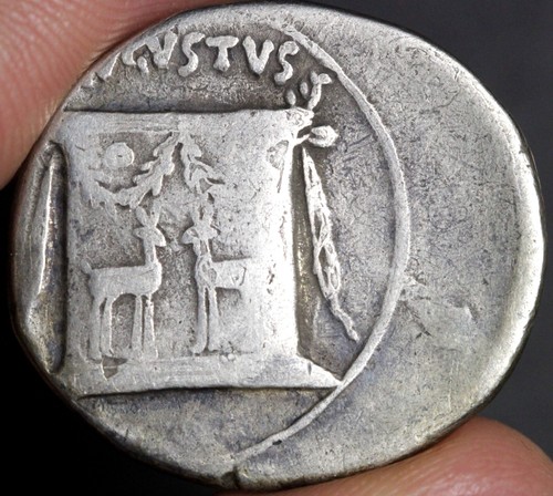 Emperor Augustus Cistophorus Ancient Roman Empire Large Silver Coin 24BC Altar - Picture 2 of 5