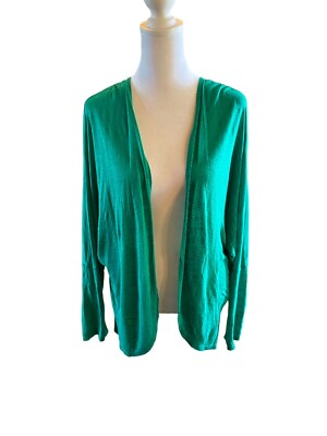 CHRIS CAROL Essential Knit open front Cardigan Long dolman Sleeve green L 