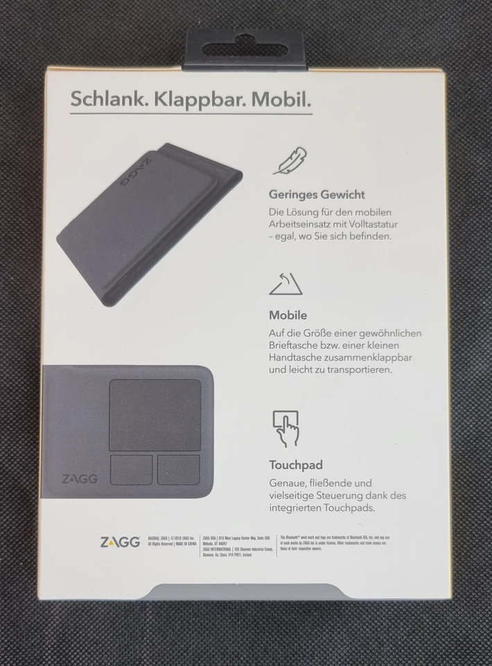 ZAGG TRI-FOLD KEYBOARD with Touch Pad UNIVERSAL Travel Bluetooth QWERTZ keyboard - Image 2 of 4