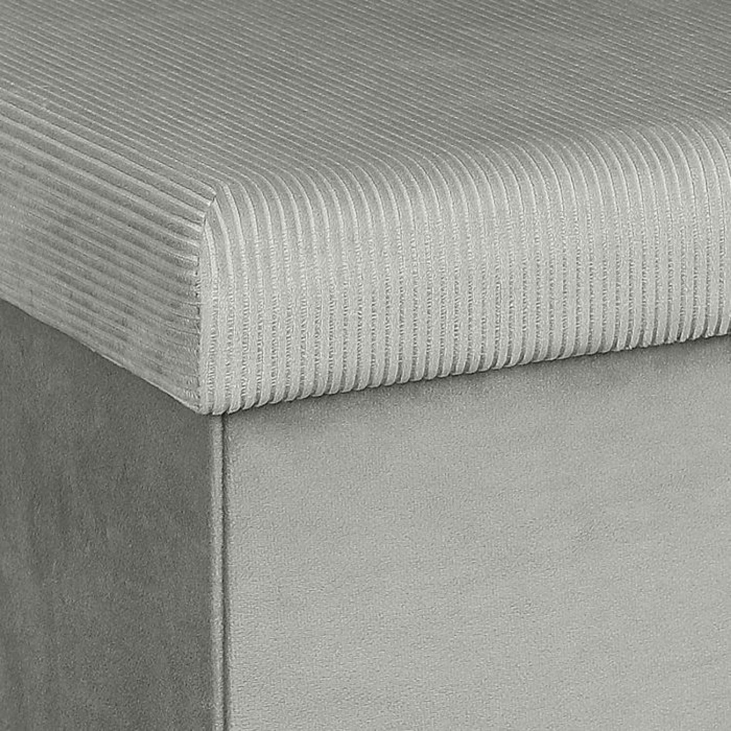 Pouf rangement velours côtelé gris 38cm pour optimiser petits salons