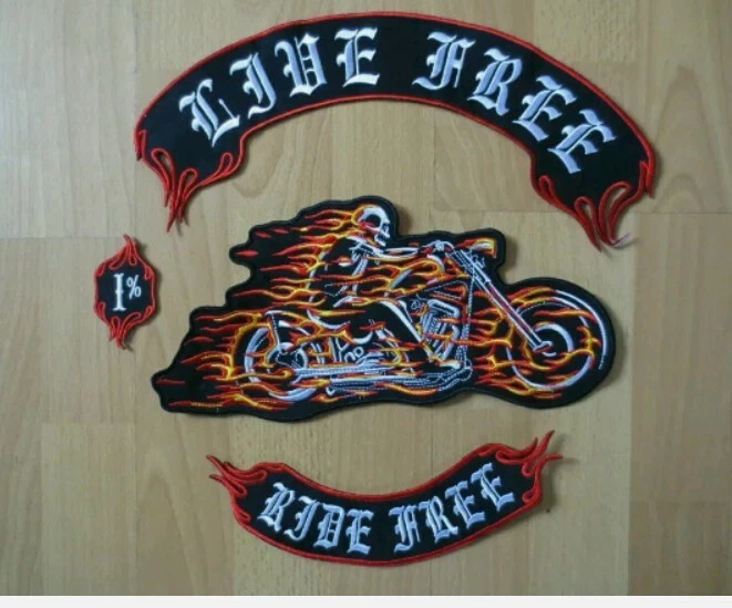 Huge Ride with flame 12'' inches large Embroidery Patches MC RIDE FREE BEP16