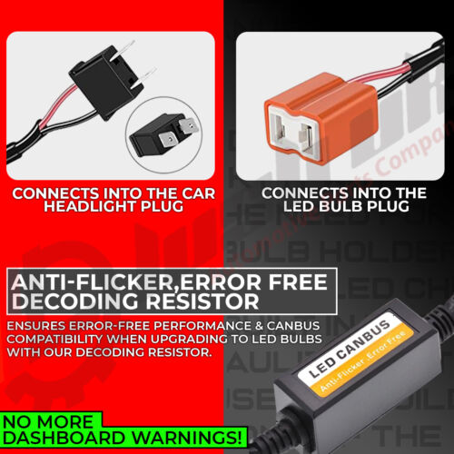 2x H7 LED Headlight Canbus Error Free Warning Resistors Decoder Anti Flicker - Picture 4 of 6