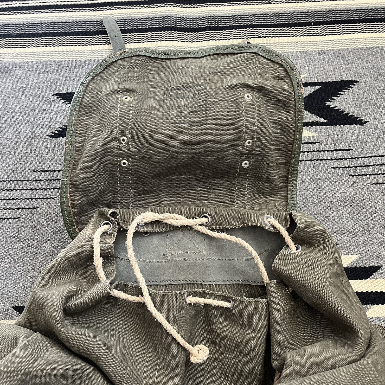 Vtg 60s French Military Army Backpack Rucksack 1960s Canvas Military