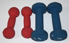 2 Pair Fitness Vinyl Coated Colorful Hex Hand Weights Dumbbells 1 lb 2Lbs