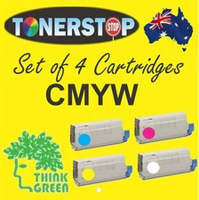 4x UNINET ICOLOR 500 COMPATIBLE TONER CARTRIDGES INCLUDING FLURO WHITE CMYW