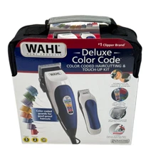 WAHL Hair Clipper & Trimmer Set Storage Case Color Coded Guards Scissors 2 Combs