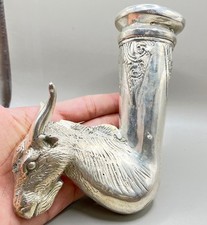Ancient Roman silver Rhyton with Ram Head  Rare Ritual Vessel Collectible