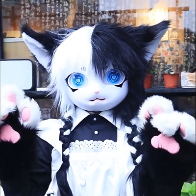 Handmade Kemono Fursuit Head Kigurumi Style Cat Mask Furry Animal