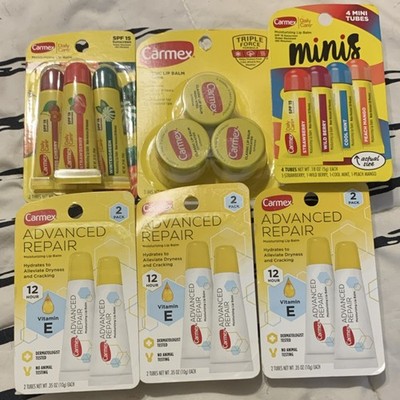 Carmex Bundle of Advanced Repair Lip Balm Variety Pack SPF 15 Hydrating Assorted