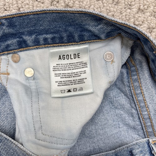AGOLDE 90's Mid Rise Loose Fit in Fall Out Distressed Button Fly Jeans Sz 27 - Picture 7 of 10