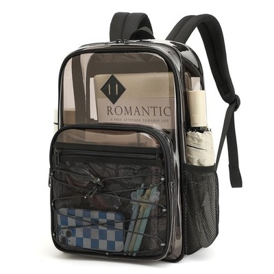 Clear Heavy Duty PVC Backpack for School, Stadium Events, Travel, Unisex