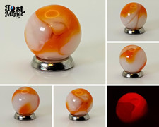 5/8" Swirl Marble Orange White on Clear Base UV Mint