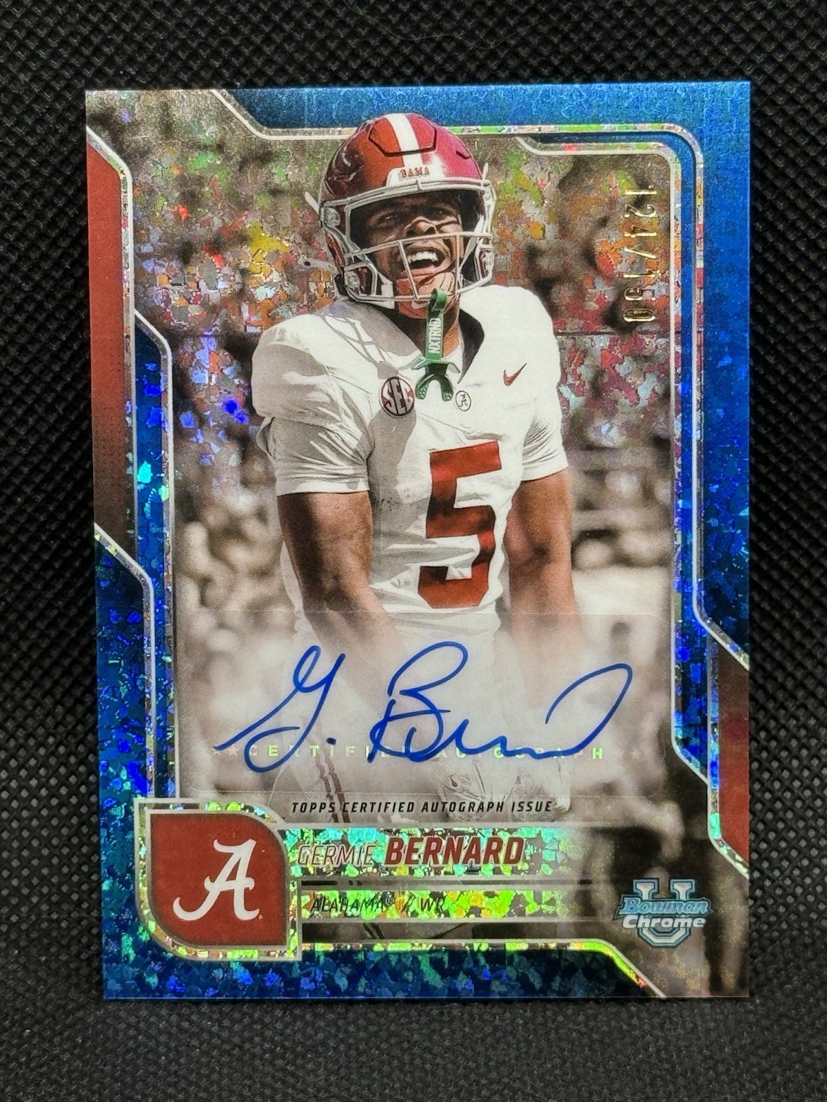 Germie Bernard 2025 Bowman University Chrome #BCA-GB Blue Refractor Auto /150