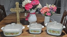 VINTAGE HOLOGRAM VERIFIABLE 1970  SPICE OF LIFE 3 PEACE SET W/ MATCH PYREX LIDS
