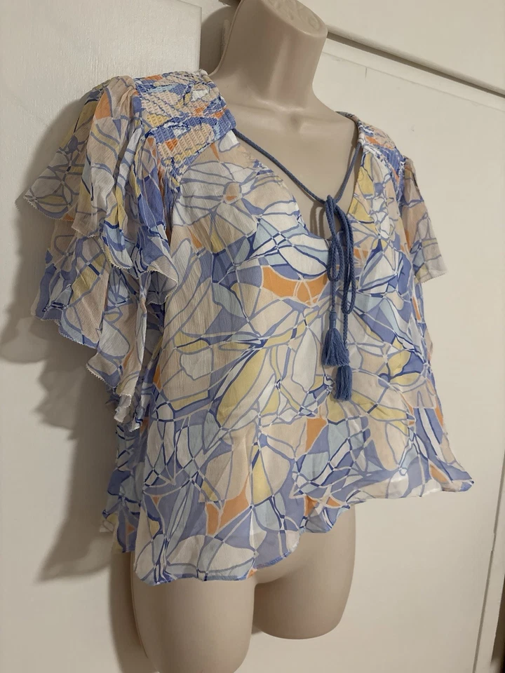 NWT Women’s Size Small Hydrangea Multi Color Print Harper Blouse By Joie - Image 4 of 4