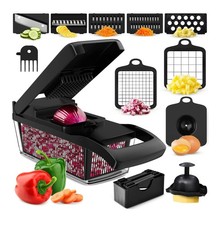 8 In 1 Kitchen Chopper, Multi Blade Veggie Slicer, Container, Black
