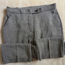 Investments Petites Women's Gray Solid Flat Front Dress Pants Button Closure