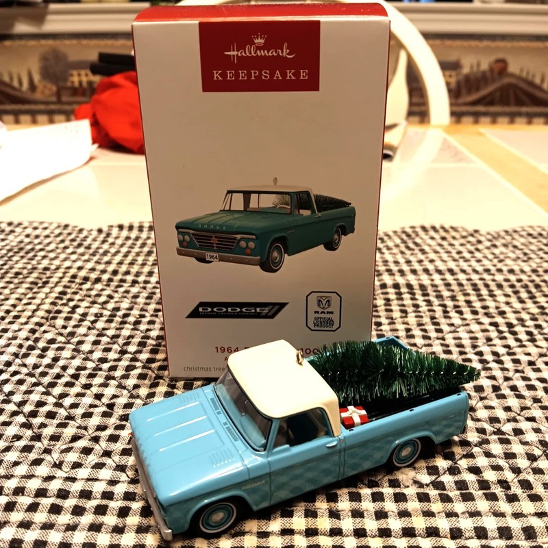 HALLMARK 1964 DODGE D-100 #30 ALL-AMERICAN TRUCKS 2024 CHRISTMAS ORNAMENTS