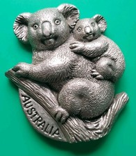 Koala & Joey Souvenir Pewter Fridge Magnet Australian Made Gift 2 Inches