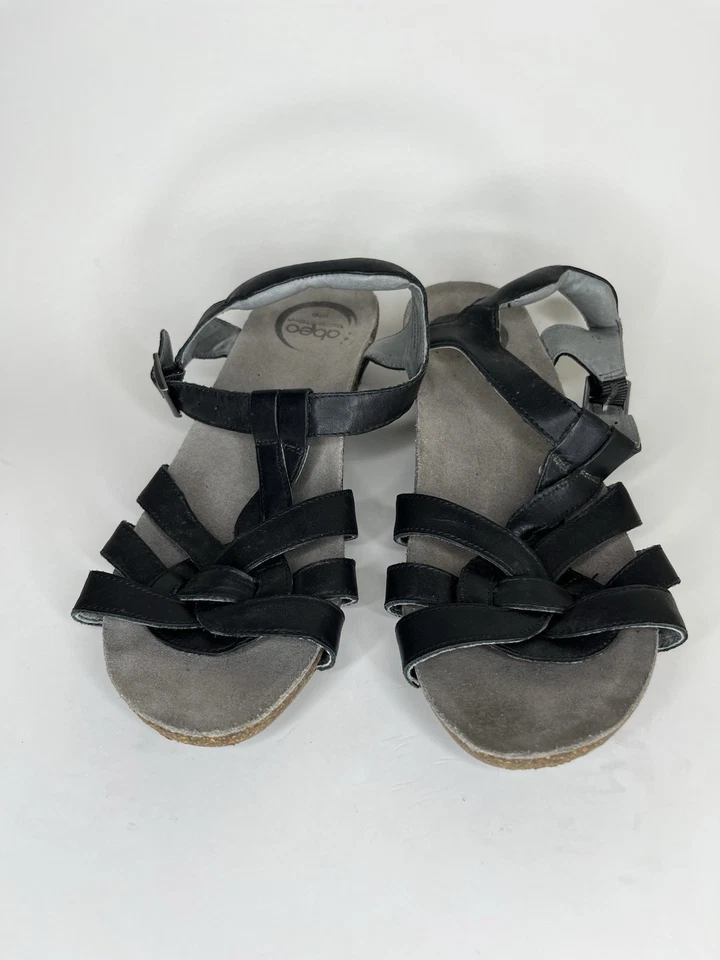 abeo bio system sandals Ankle Strap Heels Women Size 8 Black Leather Buckle  - Image 4 of 4