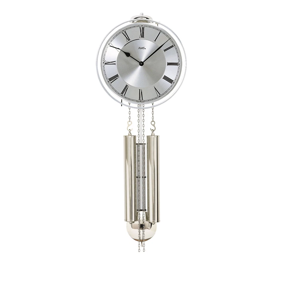 AMS H358 Mechanische Pendeluhr mit Silbergarnitur und 8-Tage Schlagwerk - Bild 1 von 1
