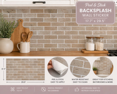 Cooking Concepts Foil Backsplash Wall Sticker Brick