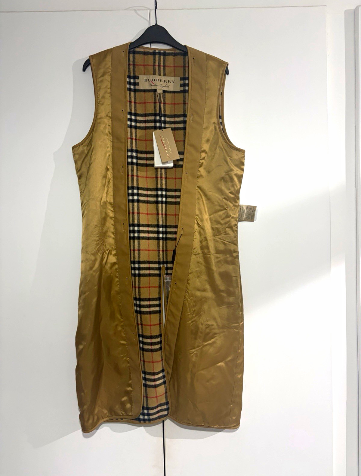 Chaleco Burberry Westminster cálido a cuadros forrado sin mangas de lona de algodón 44