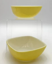 4.75" Wide Set of 2 Pyrex Ovenware #410 12oz Yellow Square Bowls