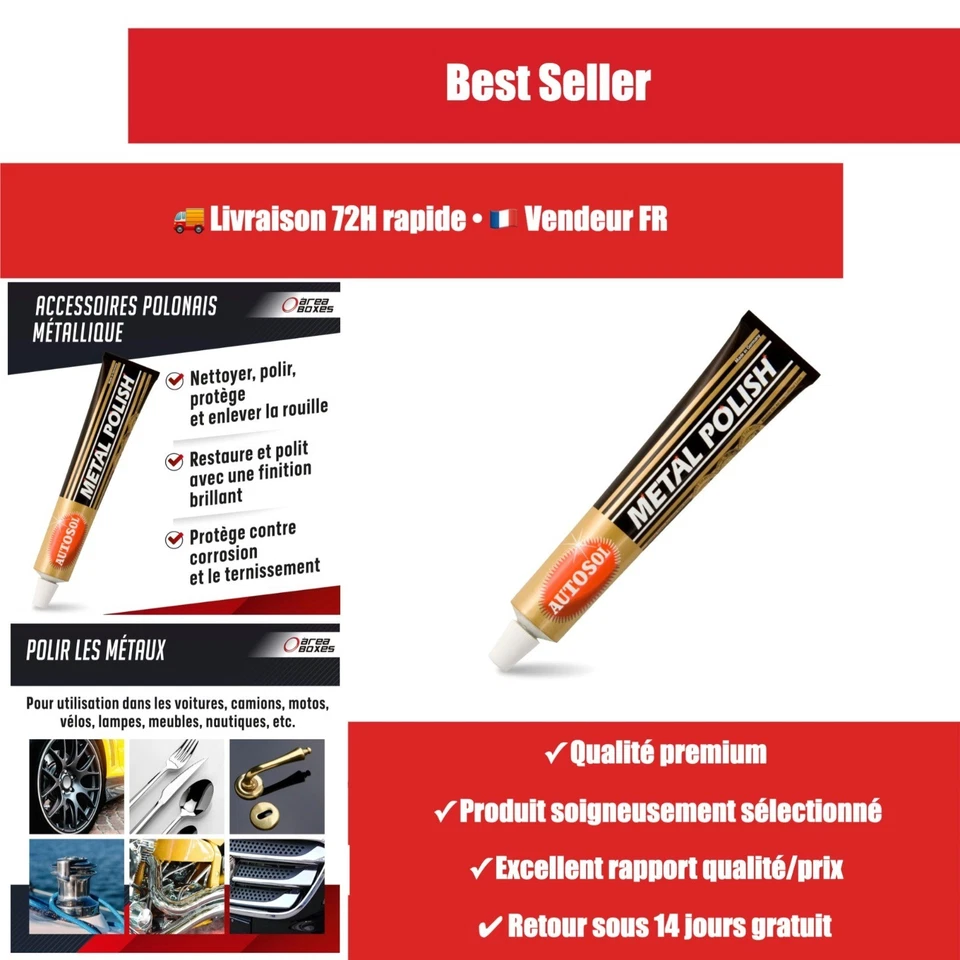 Pâte à polir métaux Metal Polish 75 g bijoux chrome acier cuivre - Photo 1/4