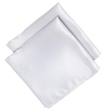 2Pcs Men's Pocket Squares White Satin Pocket Square Solid Color Handkerchief