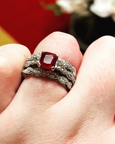wedding ring sets for women size 6.5 ruby and diamonds