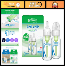 Anti-Colic Glass Baby Bottles 4 oz, BPA-Free, Slow Flow Nipple, 2-Pack