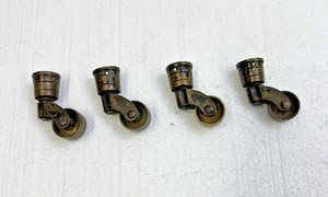 4 Vitntage Brass Swivel Casters Wheels SMALL 2" Table Furniture Repair Salvage