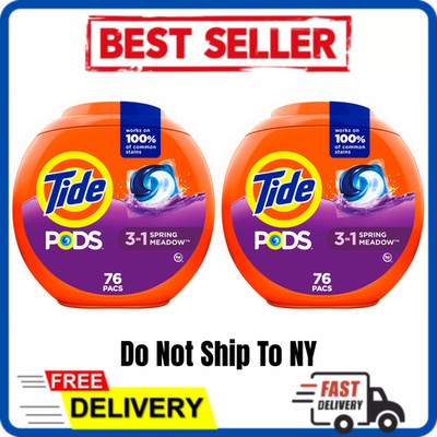 2 Pack Tide PODS Laundry Detergent Pacs Spring Meadow Scent 76 Count (152 Total)
