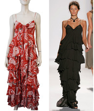 MICHAEL KORS Collection Runway Spring 2006 Red Silk Tiered Printed Maxi Dress 8