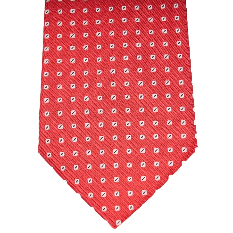 Corbata de seda Atelier F&B roja texturizada geométrica hecha en Francia 3,75x57 Foto 3 de 4