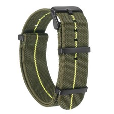 22mm Waterproof Nylon Elastic Watch Strap One Piece, Green/Yellow