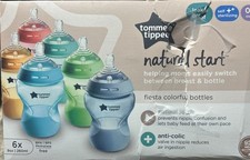 Tommee Tippee Natural Start Anti-Colic Baby Bottles 9oz Pack of 6 Fiesta