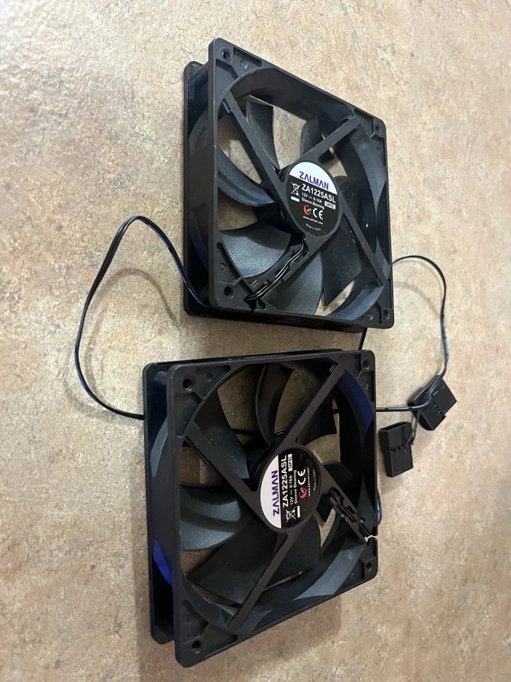 2 PCs Zalman ZA1225ASL QUIET  7 Blade 120mm 2 Pin, Molex Fan, Black - Image 2 of 2